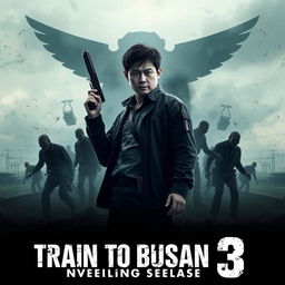 A gripping movie poster for the fictional film 'Train to Busan 3: Unveiling Peninsula
