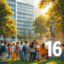 A realistic depiction of Sustainable Development Goal 16, showcasing the theme of promoting peaceful and inclusive societies for sustainable development
