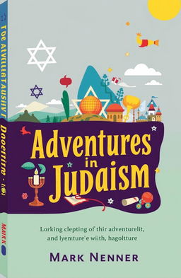 A captivating book cover for 'Adventures in Judaism' by Mark Nenner, featuring vibrant graphics that symbolize the adventure of Jewish life