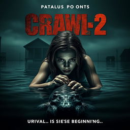 An intense teaser poster concept for 'Crawl - 2 (2025)', produced by Paramount Pictures