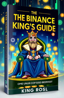 A visually striking and engaging book cover design for 'The Binance King's Guide: 66 Tips to Dominate the Crypto Market' by King Rosl
