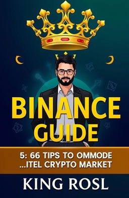 A book cover design for 'The Binance King's Guide: 66 Tips to Dominate the Crypto Market' by King Rosl