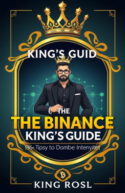 A book cover design for 'The Binance King's Guide: 66 Tips to Dominate the Crypto Market' by King Rosl