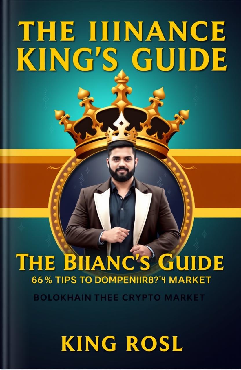 A book cover design for 'The Binance King's Guide: 66 Tips to Dominate the Crypto Market' by King Rosl