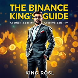 A captivating book cover for 'The Binance King's Guide: 66 Tips to Dominate the Crypto Market' by King Rosl