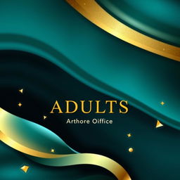 A sophisticated book cover for adults featuring a striking abstract design that combines deep teal and rich gold colors