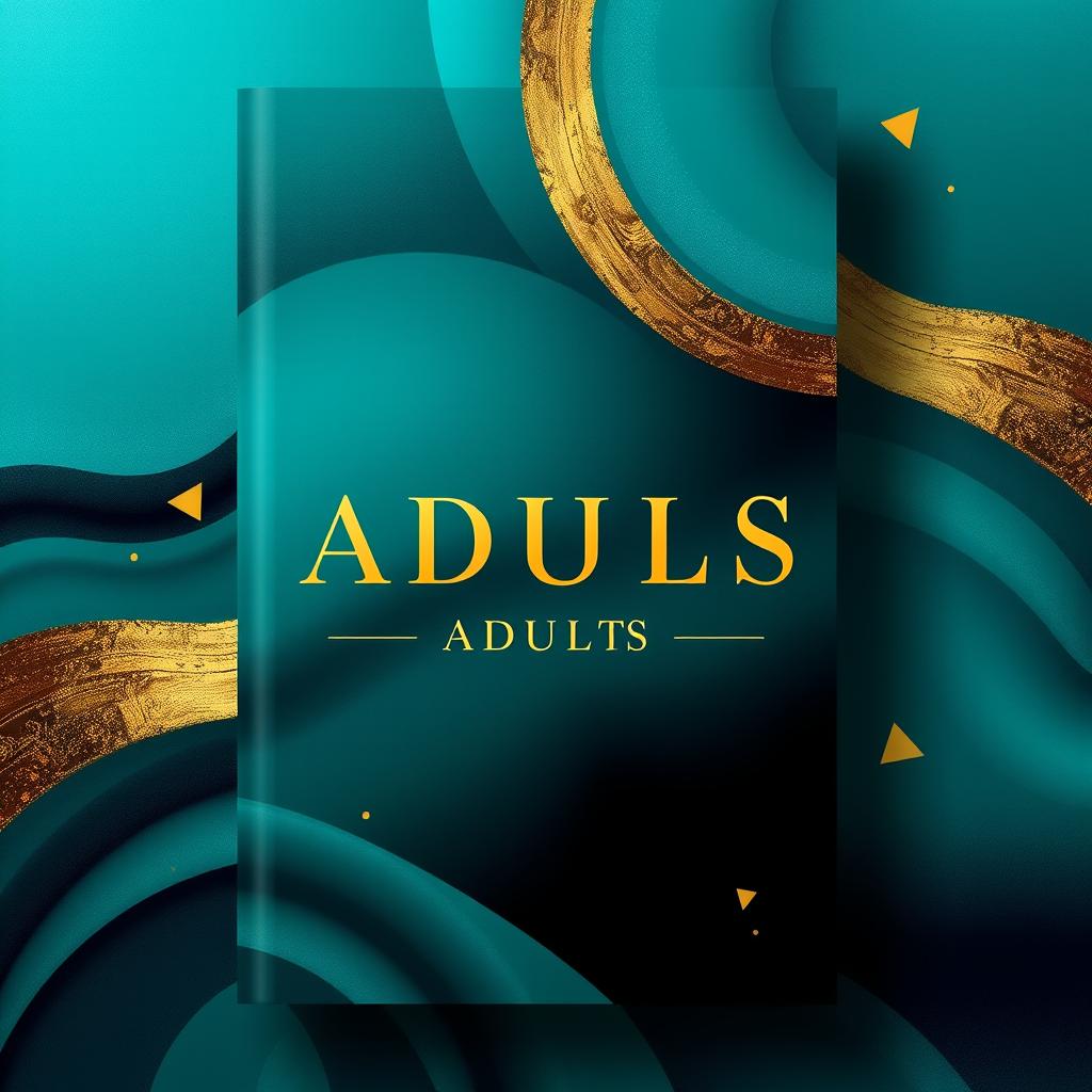 A sophisticated book cover for adults featuring a striking abstract design that combines deep teal and rich gold colors