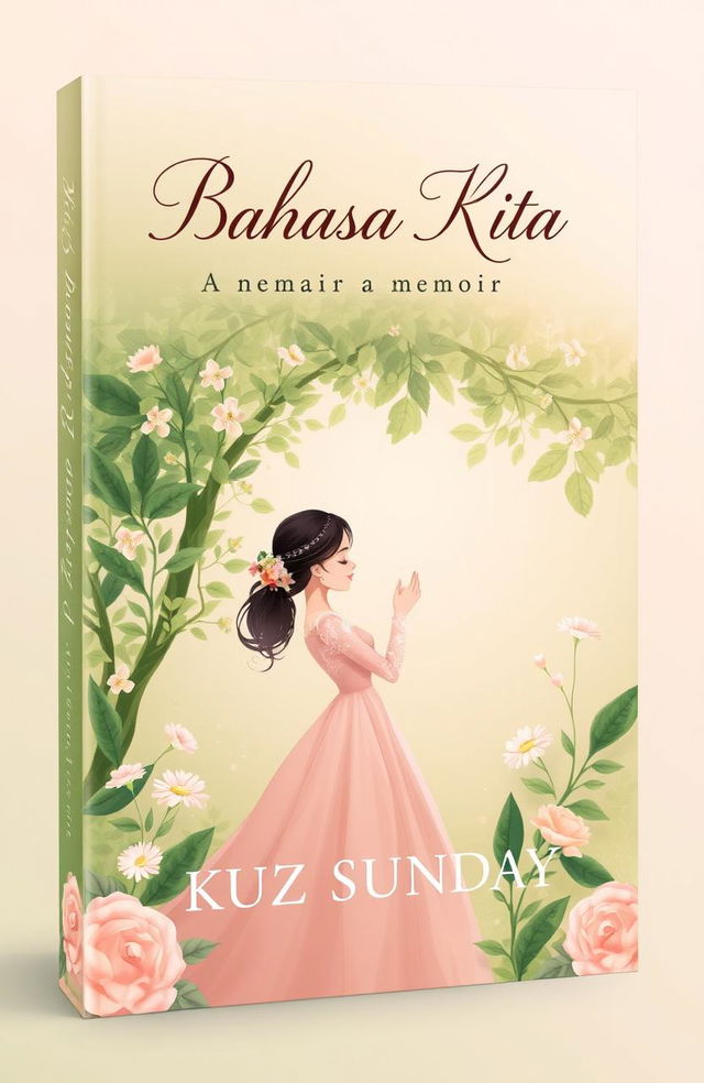 A stunning book cover design for a memoir titled 'Bahasa Kita'