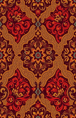 A beautiful ornate pattern featuring intricate designs inspired by traditional Middle Eastern or South Asian art