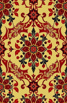 A beautiful ornate pattern featuring intricate designs inspired by traditional Middle Eastern or South Asian art