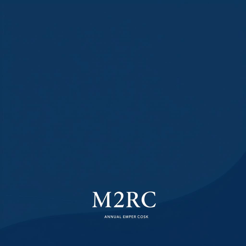 A solid cover design for an annual member book for M2RC, featuring a clean and minimalist aesthetic