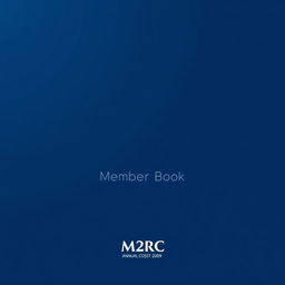 A solid cover design for an annual member book for M2RC, featuring a clean and minimalist aesthetic