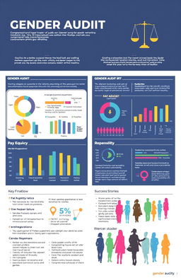 A detailed gender audit report presented in a professional format, showcasing comprehensive analysis and insights related to gender equality within an organization