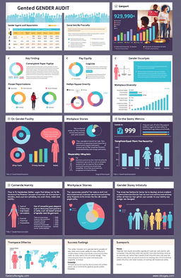 A detailed gender audit report presented in a professional format, showcasing comprehensive analysis and insights related to gender equality within an organization