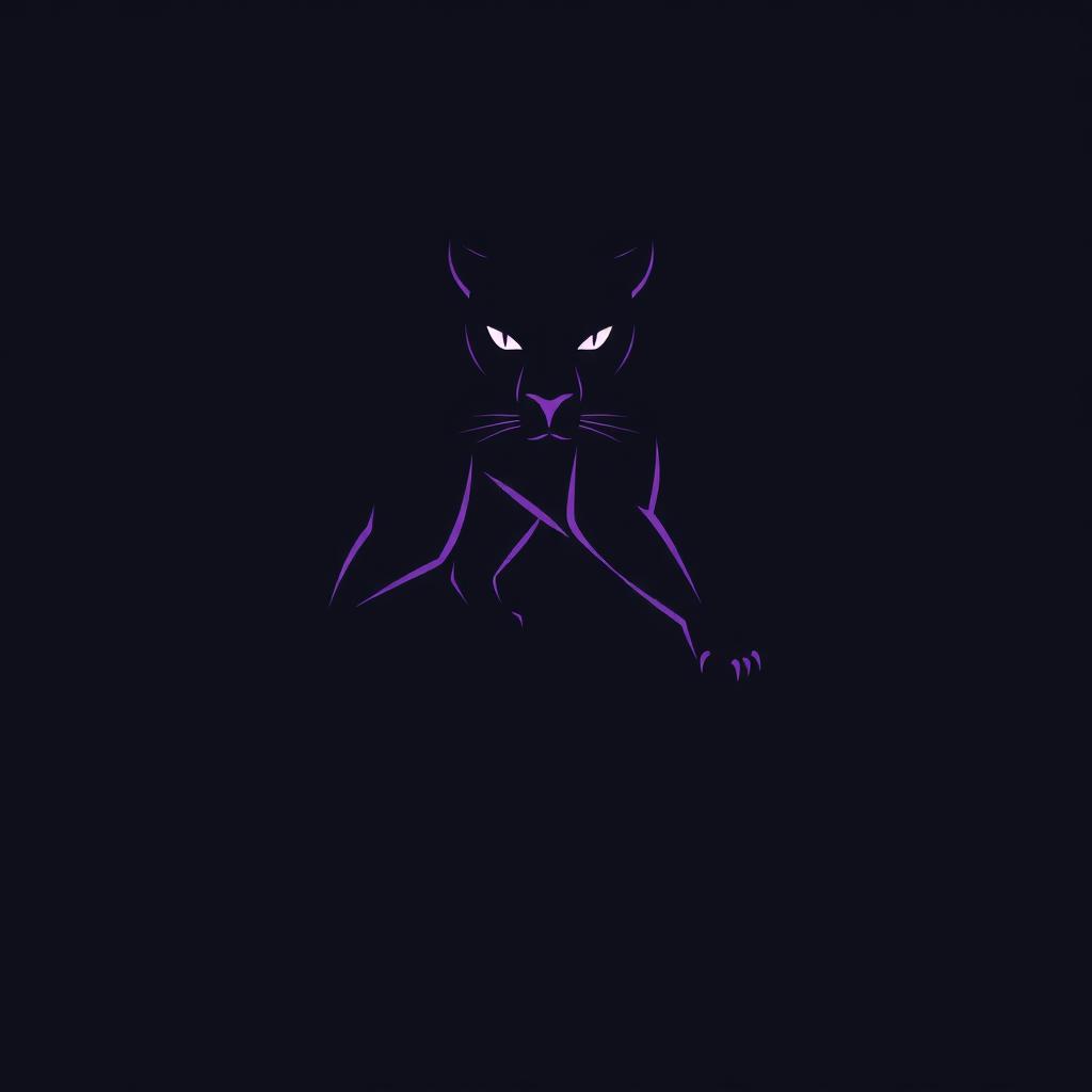 A sleek and powerful logo featuring a stylized black panther, prominently colored in deep purple, showcasing its fierce and graceful posture