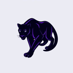 A sleek and powerful logo featuring a stylized black panther, prominently colored in deep purple, showcasing its fierce and graceful posture