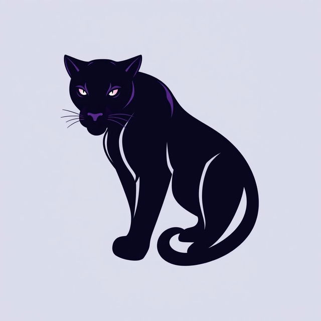 A sleek and powerful logo featuring a stylized black panther, prominently colored in deep purple, showcasing its fierce and graceful posture