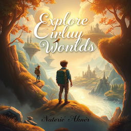 A captivating cover design for a fiction novel about exploring new fictional worlds, featuring a sweet and inviting atmosphere with a warm color palette
