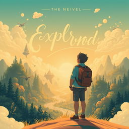A captivating cover design for a fiction novel about exploring new fictional worlds, featuring a sweet and inviting atmosphere with a warm color palette