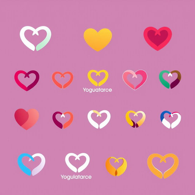 A variety of logos for a dating website, showcasing themes of romance and connection