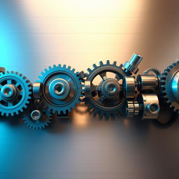 A dynamic and engaging video transition sequence showcasing various mechanical elements, including gears, cogs, and pistons smoothly interlocking and shifting to create a fluid visual transition