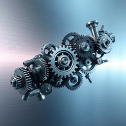 A dynamic and engaging video transition sequence showcasing various mechanical elements, including gears, cogs, and pistons smoothly interlocking and shifting to create a fluid visual transition