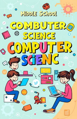 A vibrant and engaging book cover design for a middle school computer science textbook