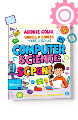 A vibrant and engaging book cover design for a middle school computer science textbook
