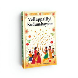 A captivating book cover design for 'Vellappalliyil Kudumbayogam', featuring an artistic illustration that symbolizes unity and community