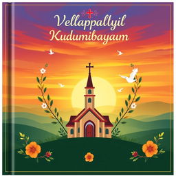 A beautifully designed book cover for 'Vellappalliyil Kudumbayogam' featuring a Malayalam Christian theme