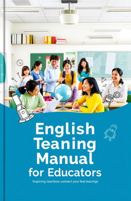 A vibrant and engaging cover design for an English teaching manual intended for educators