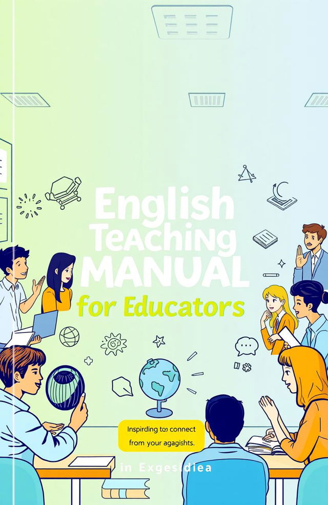 A vibrant and engaging cover design for an English teaching manual intended for educators