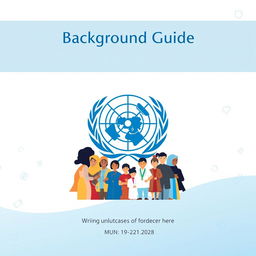 A professional and elegant cover page design for a background guide for the World Health Organization (WHO) at a Model United Nations (MUN) conference