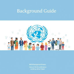 A professional and elegant cover page design for a background guide for the World Health Organization (WHO) at a Model United Nations (MUN) conference