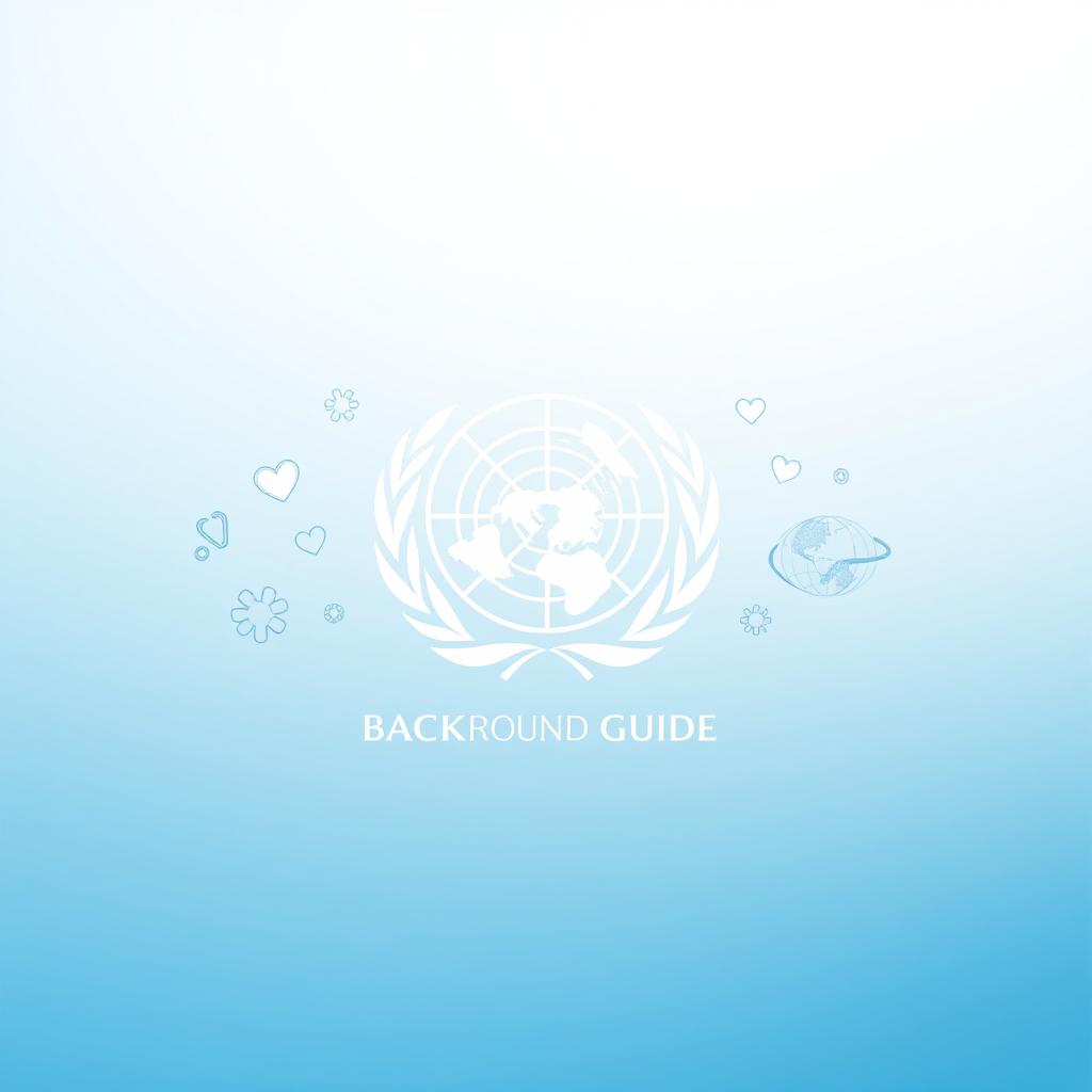 A striking and professional cover page design for a background guide, featuring the World Health Organization (WHO) logo at the center