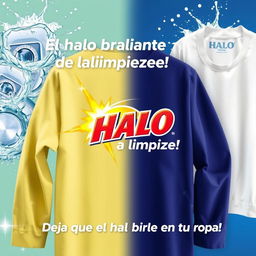 A vibrant and engaging background for HALO Liquid Detergent featuring dynamic splash images that convey the power of cleaning