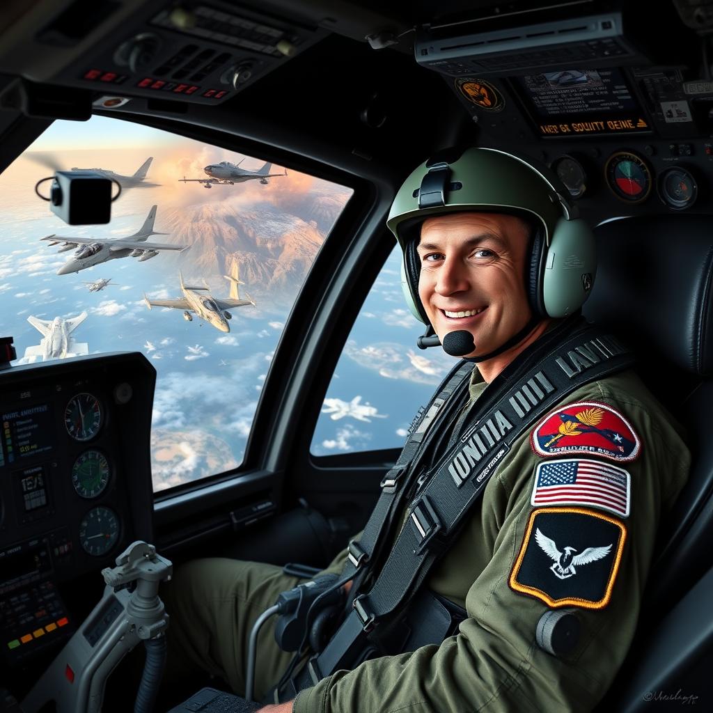 A compelling representation of an AH-64 Apache pilot reflecting on their career experience