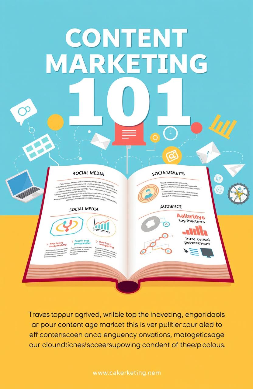 A visually engaging educational graphic illustrating the concept of Content Marketing 101