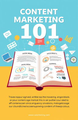 A visually engaging educational graphic illustrating the concept of Content Marketing 101