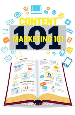 A visually engaging educational graphic illustrating the concept of Content Marketing 101