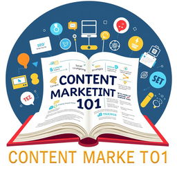 A visually engaging educational graphic illustrating the concept of Content Marketing 101