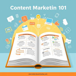 A visually engaging educational graphic illustrating the concept of Content Marketing 101