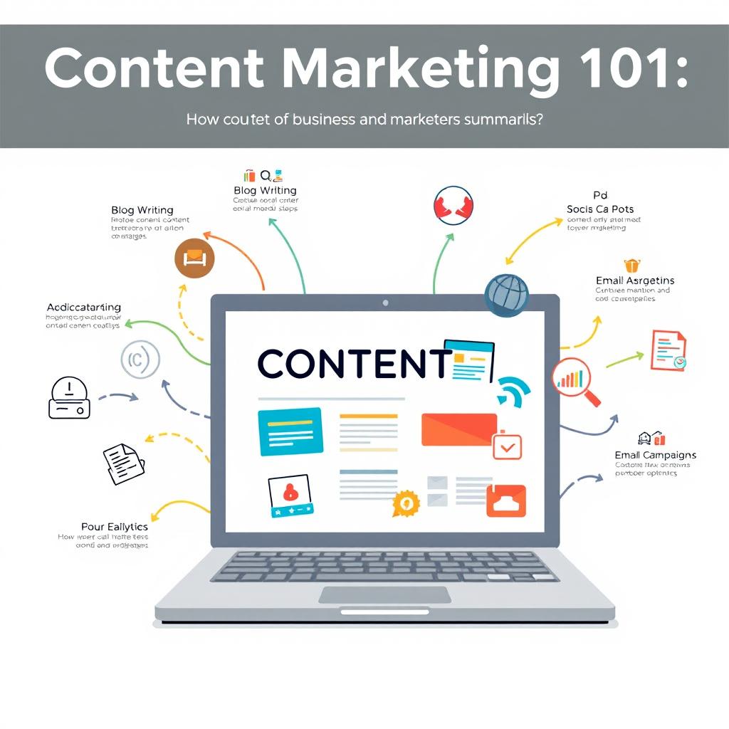 A visually appealing infographic summarizing Content Marketing 101