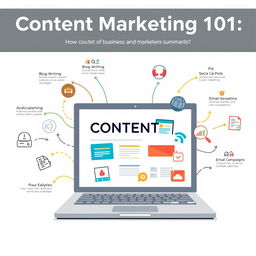 A visually appealing infographic summarizing Content Marketing 101