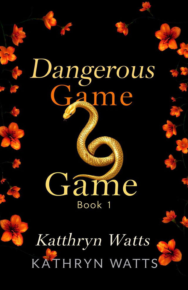 The cover of a dark romance book featuring a dark background, surrounded by vibrant orange climbing flowers that add a touch of allure and mystery