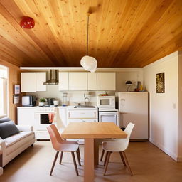 A 10ft x 10ft Airbnb room with an attached kitchen, featuring a small dining table with chairs for four people