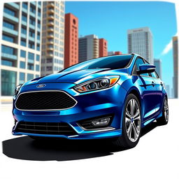 A detailed artistic rendering of the exterior design of a 2017 Ford Focus sedan