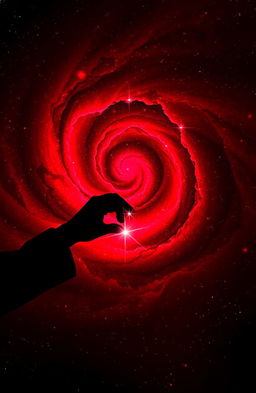 A vibrant and captivating scene of a red and black galaxy swirling in the background, symbolizing the vastness of space