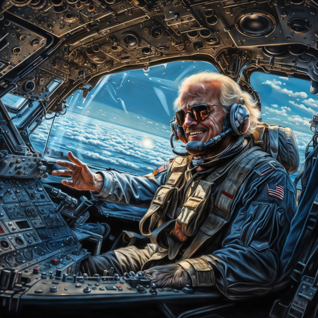 This high-quality digital art presents a realistic image of President Joe Biden waving from the cockpit of an A-10 Warthog