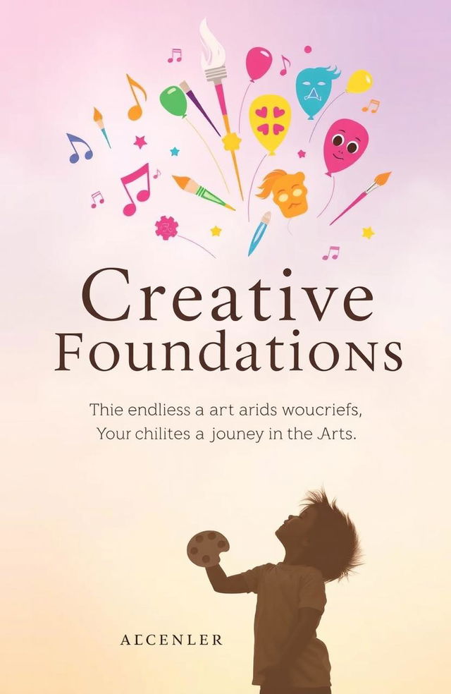 The cover of 'Creative Foundations: Nurturing Your Child’s Journey in the Arts' features a soft, pastel background creating an atmosphere of creativity and potential